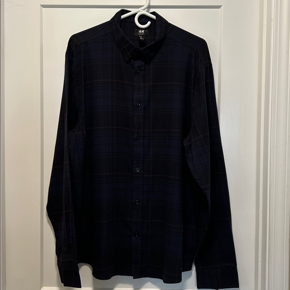 H&M Dark Checkered Long Sleeve Shirt